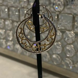 Silver Hoop earrings with diamonds